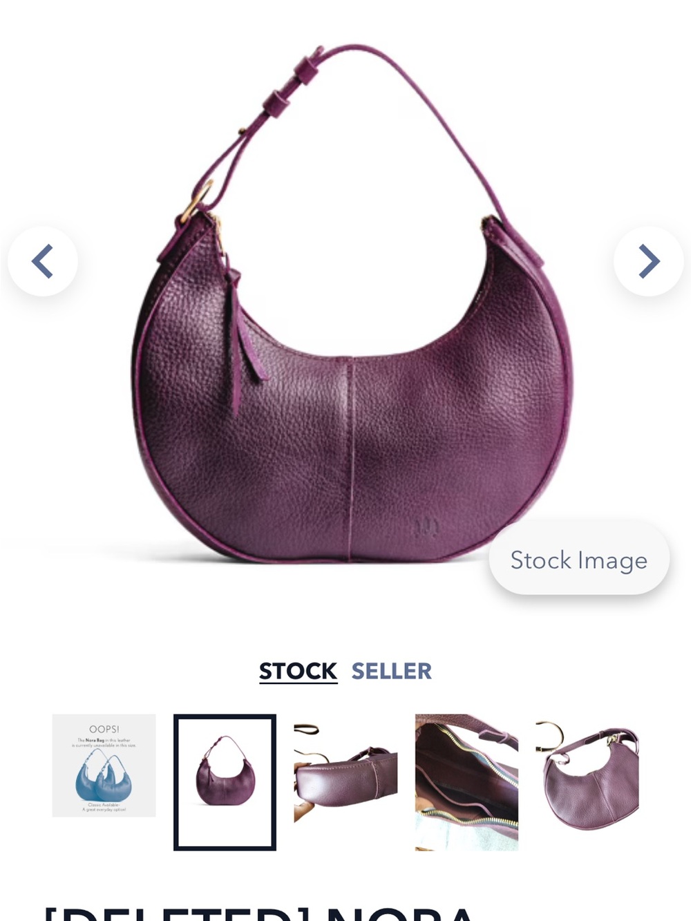 Portland Leather Plum Crescent Shoulder Bag. Classic size - Picture 5 of 6